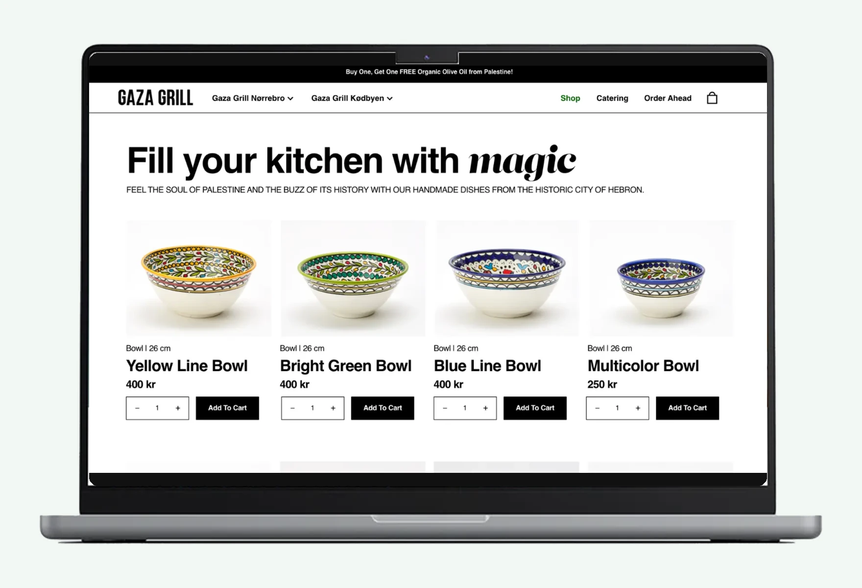 Captura histórica de la tienda online de Gaza Grill presentada en el mismo modelo de portátil